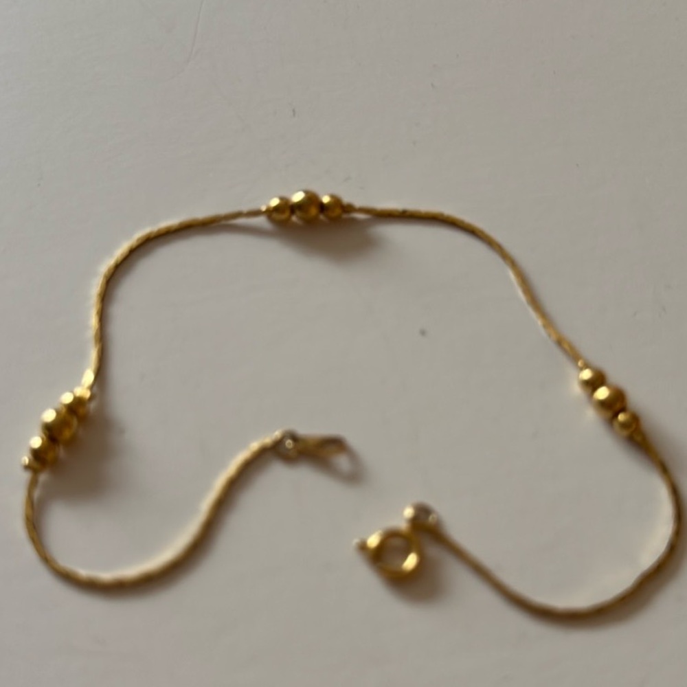 14k beaded ankle bracelet - Picture 2 of 5